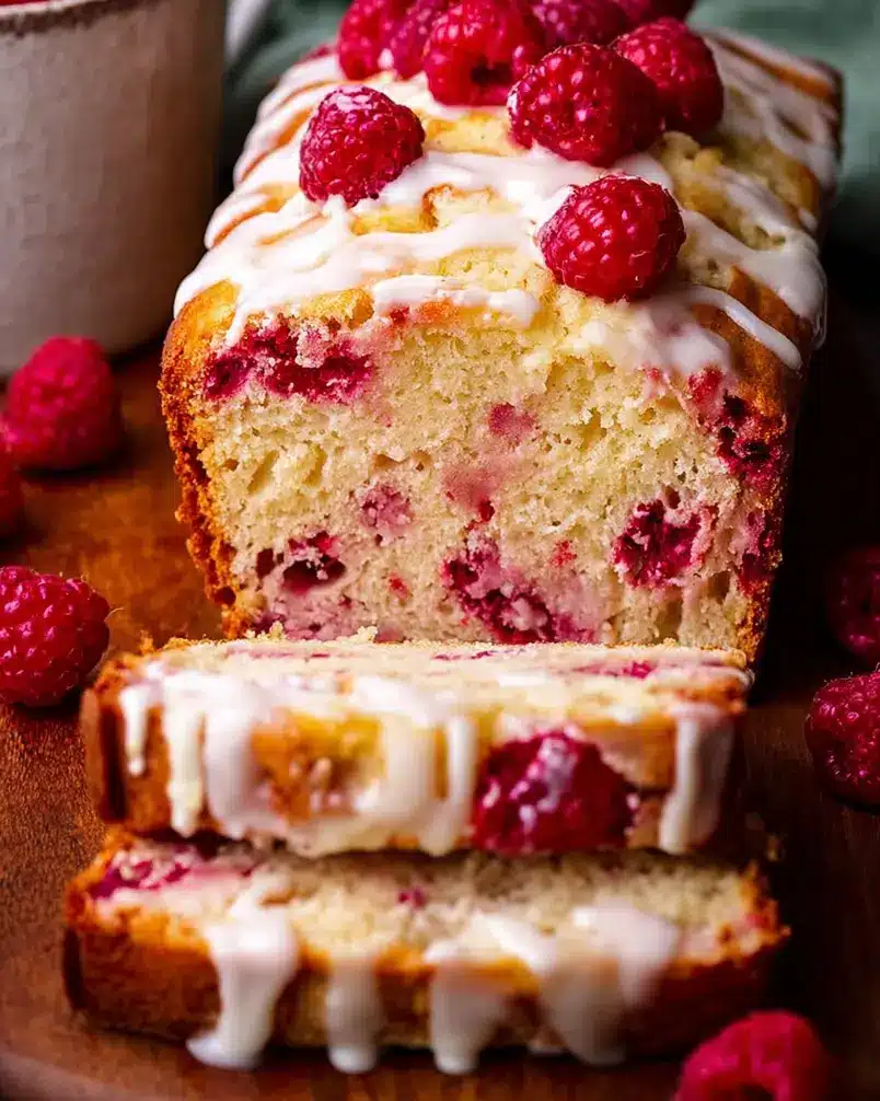 Glazed White Chocolate Raspberry Loaf 2 Preparing ingredients for Glazed White Chocolate Raspberry Loaf, showing berries and white chocolate chips.