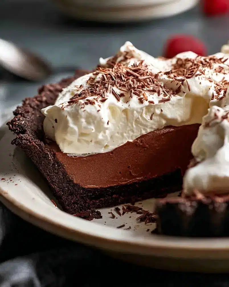 Chocolate Cream Pie 3 Whisking chocolate pudding ingredients in a saucepan