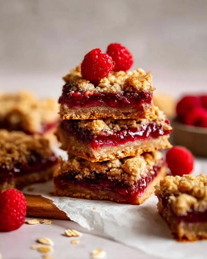 Raspberry Jam Oat Bars 2 Hands spreading raspberry jam mixture onto oat base for raspberry jam oat bars