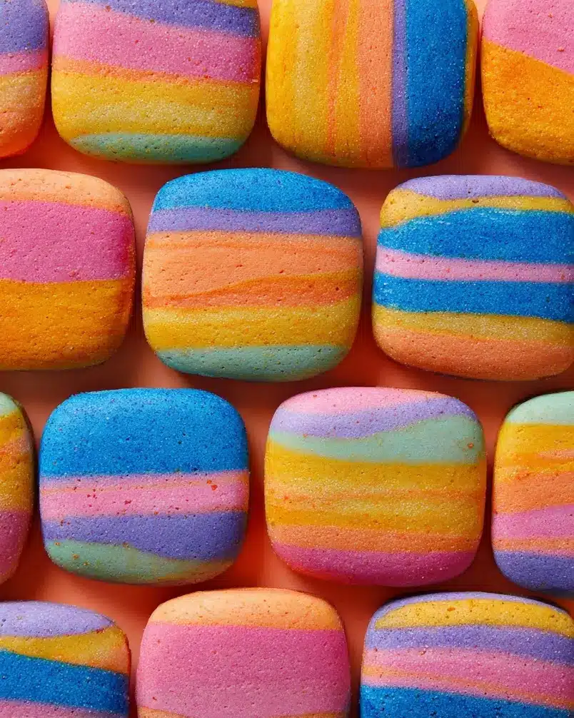 Technicolor Cookies 3 Doughs of technicolor cookies being rolled out for baking