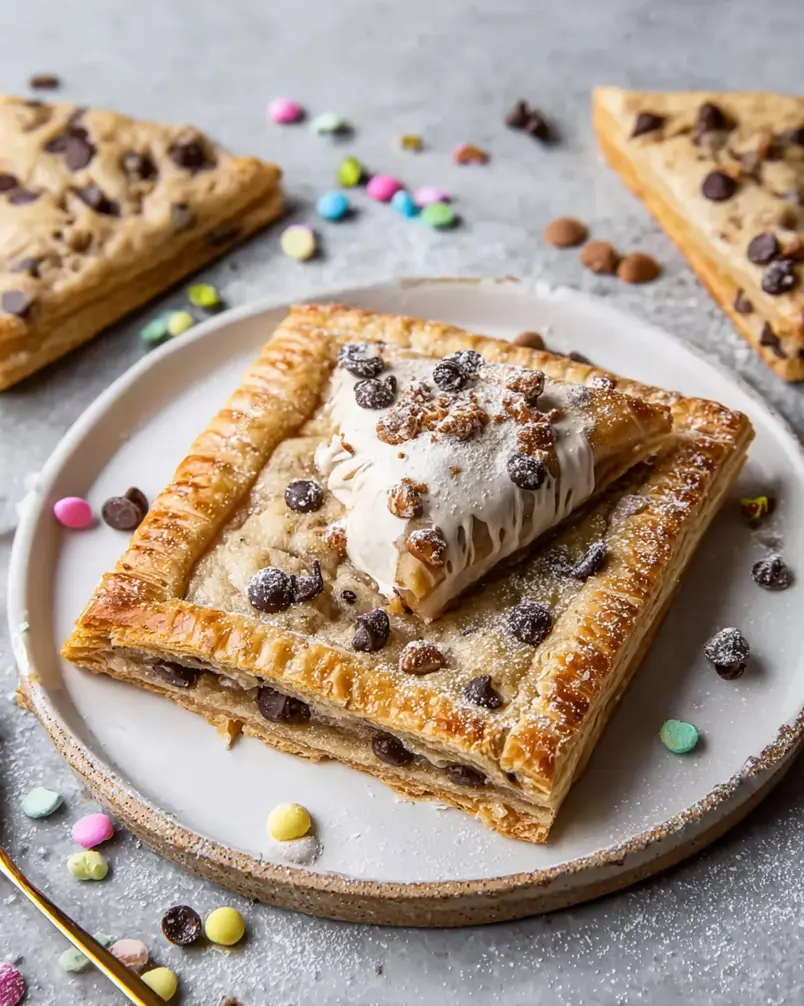 Giant Cookie Dough Pop Tart 2 Preparation of ingredients for a giant cookie dough pop tart, showing flour, sugar, butter, and chocolate chips.