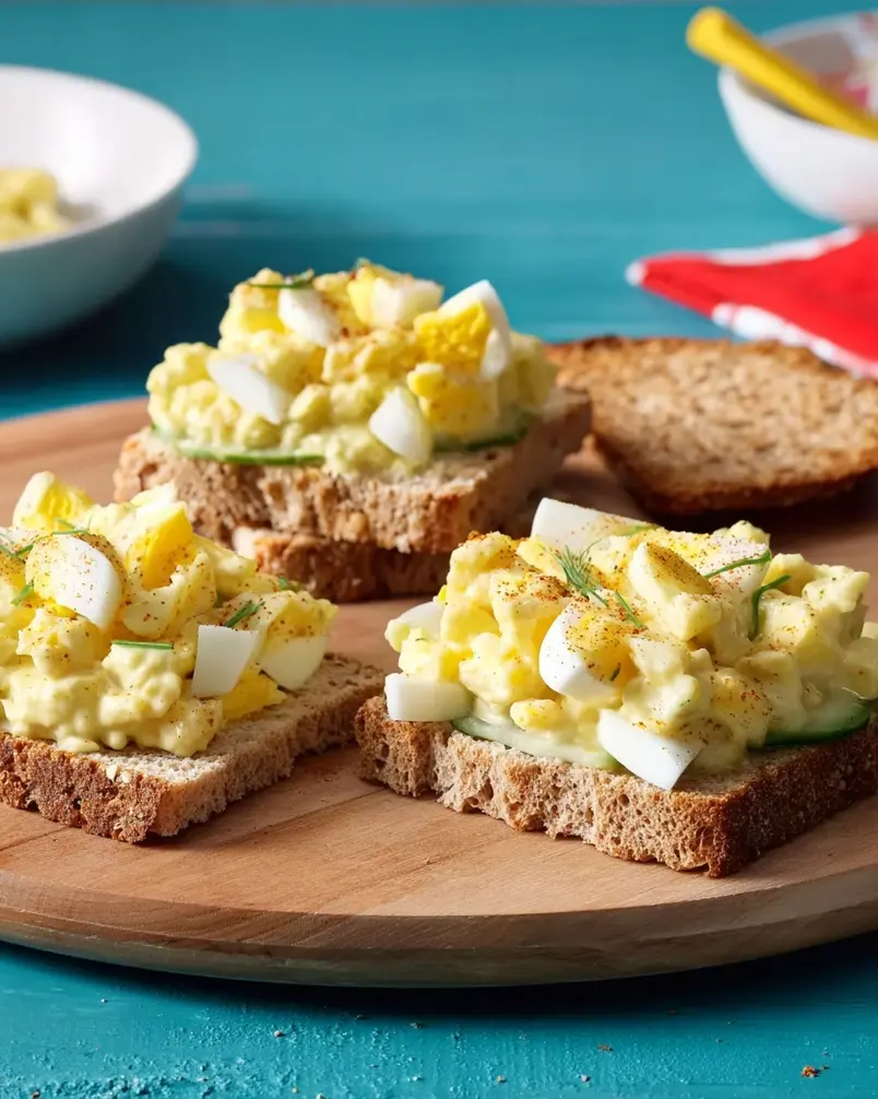 Simple Egg Salad 2 A close-up shot of chopped hard-boiled eggs and mayonnaise in a mixing bowl, ready to be combined for simple egg salad.