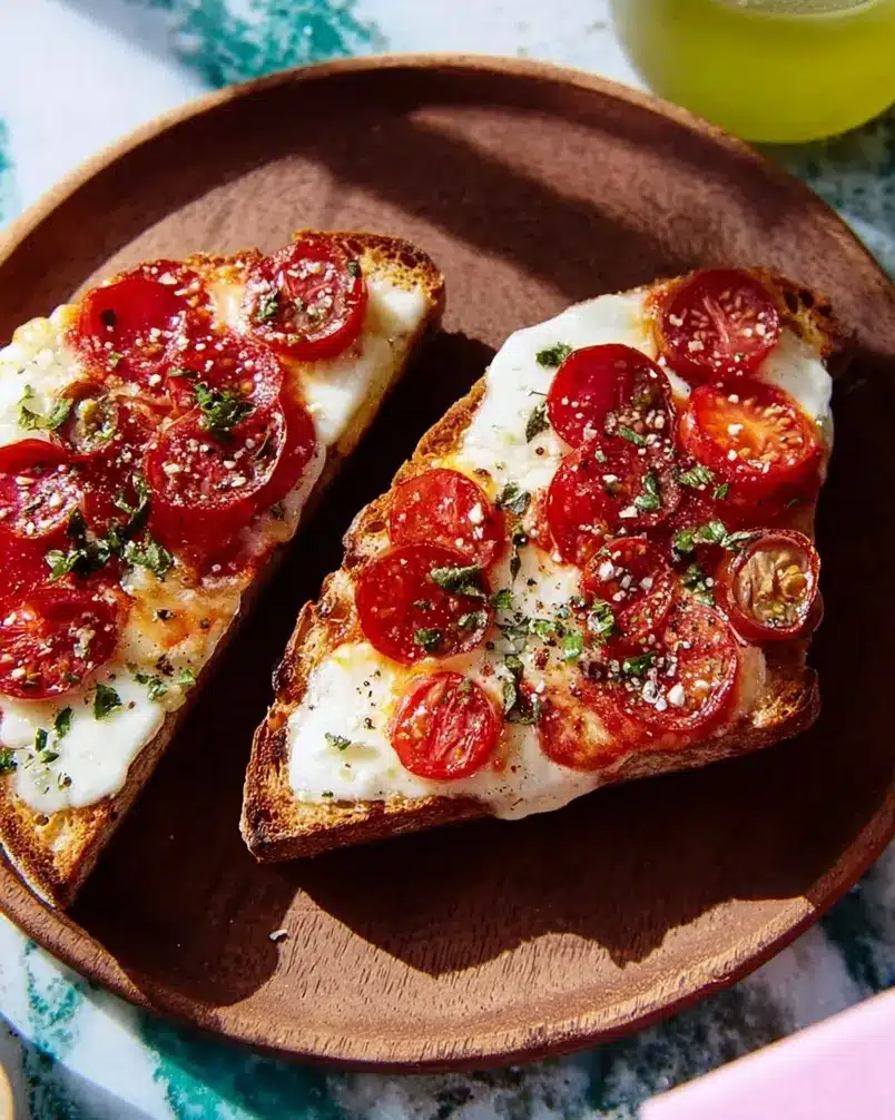 Pizza Lava Toast 3 Close-up of Pizza Lava Toast being baked to golden perfection