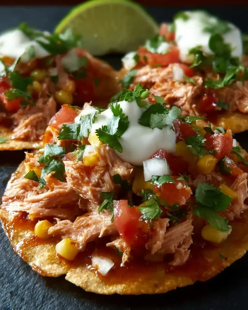 Tuna Tostadas 2 Vibrant ingredients laid out for tuna tostadas, including canned tuna, avocado, lime, cilantro, and tostada shells.
