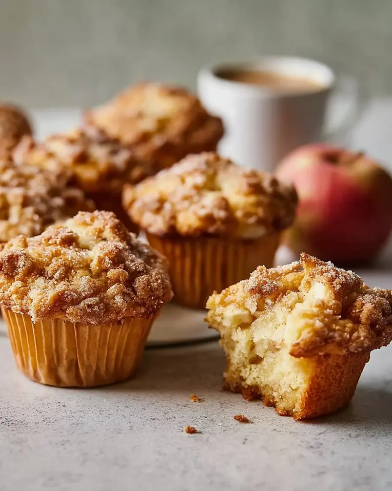 Apple Strudel Muffins 3 Apple strudel muffin batter being poured into muffin liners.
