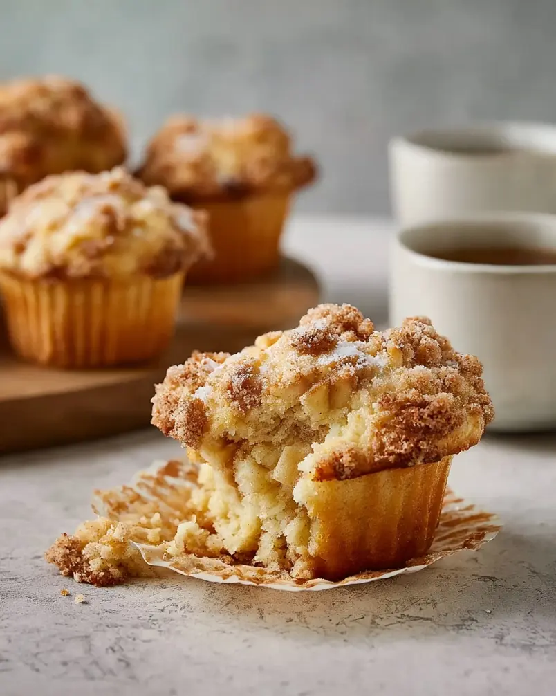 Apple Strudel Muffins 2 Ingredients laid out for apple strudel muffins, including apples, flour, sugar, spices, and butter.