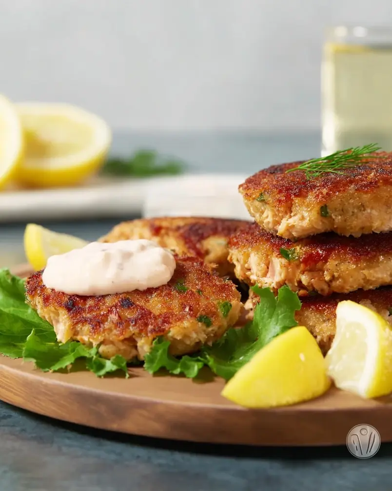 Grandma's Famous Salmon Cakes 2 A close-up of raw salmon and breadcrumbs being prepared for salmon cakes.