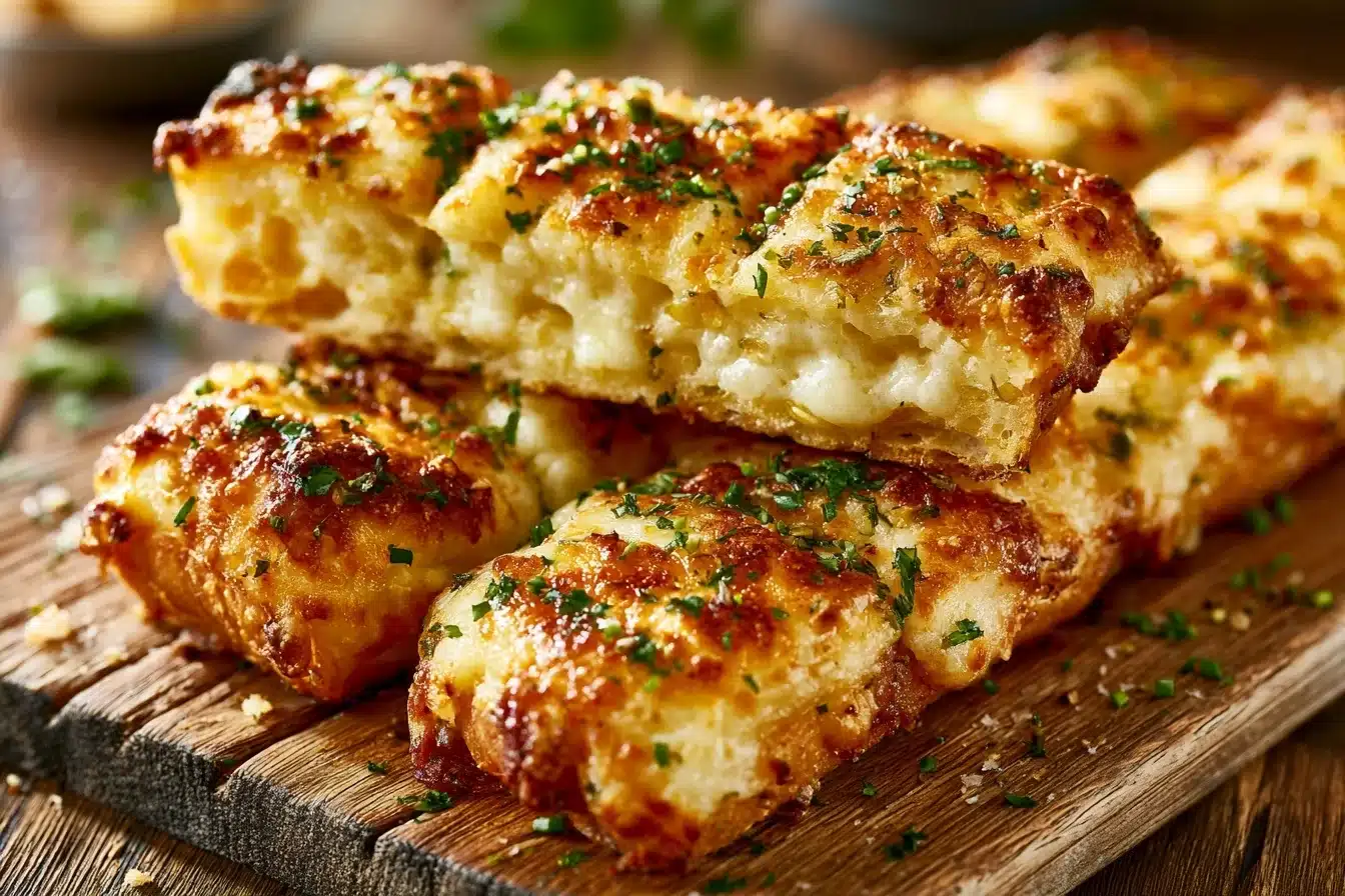 Layered Cheese-Garlic Bread Sticks 2 Layered Cheese-Garlic Bread Sticks