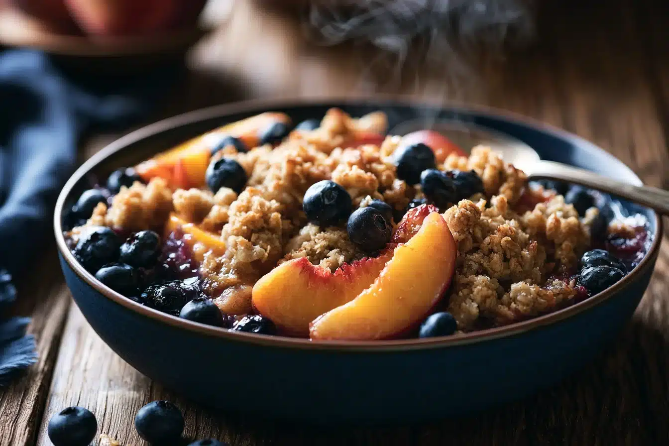 Peach and Blueberry Crisp with Oat Topping 3 Peach and Blueberry Crisp with Oat Topping