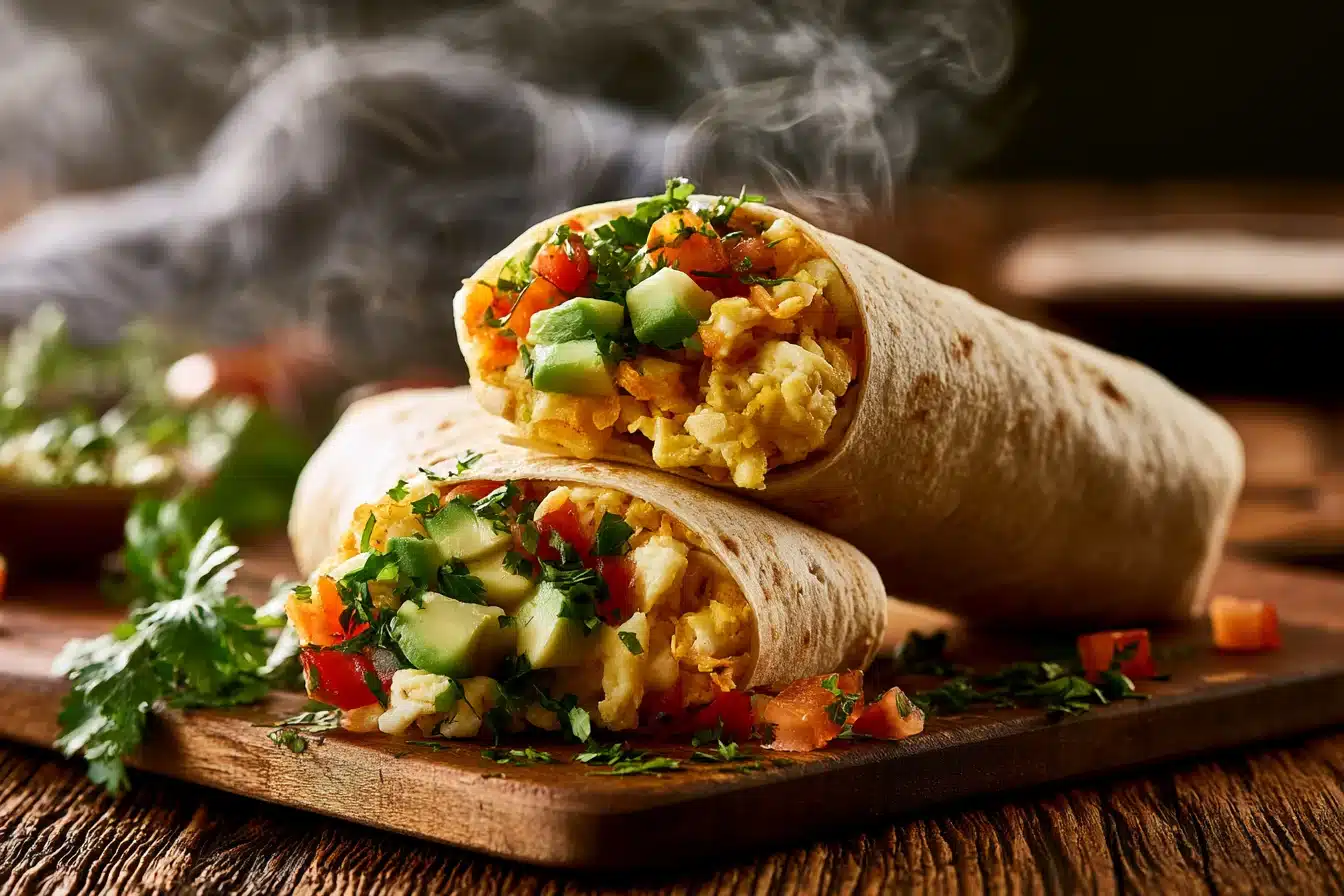 Savory Breakfast Burritos with Avocado 2 Savory Breakfast Burritos with Avocado