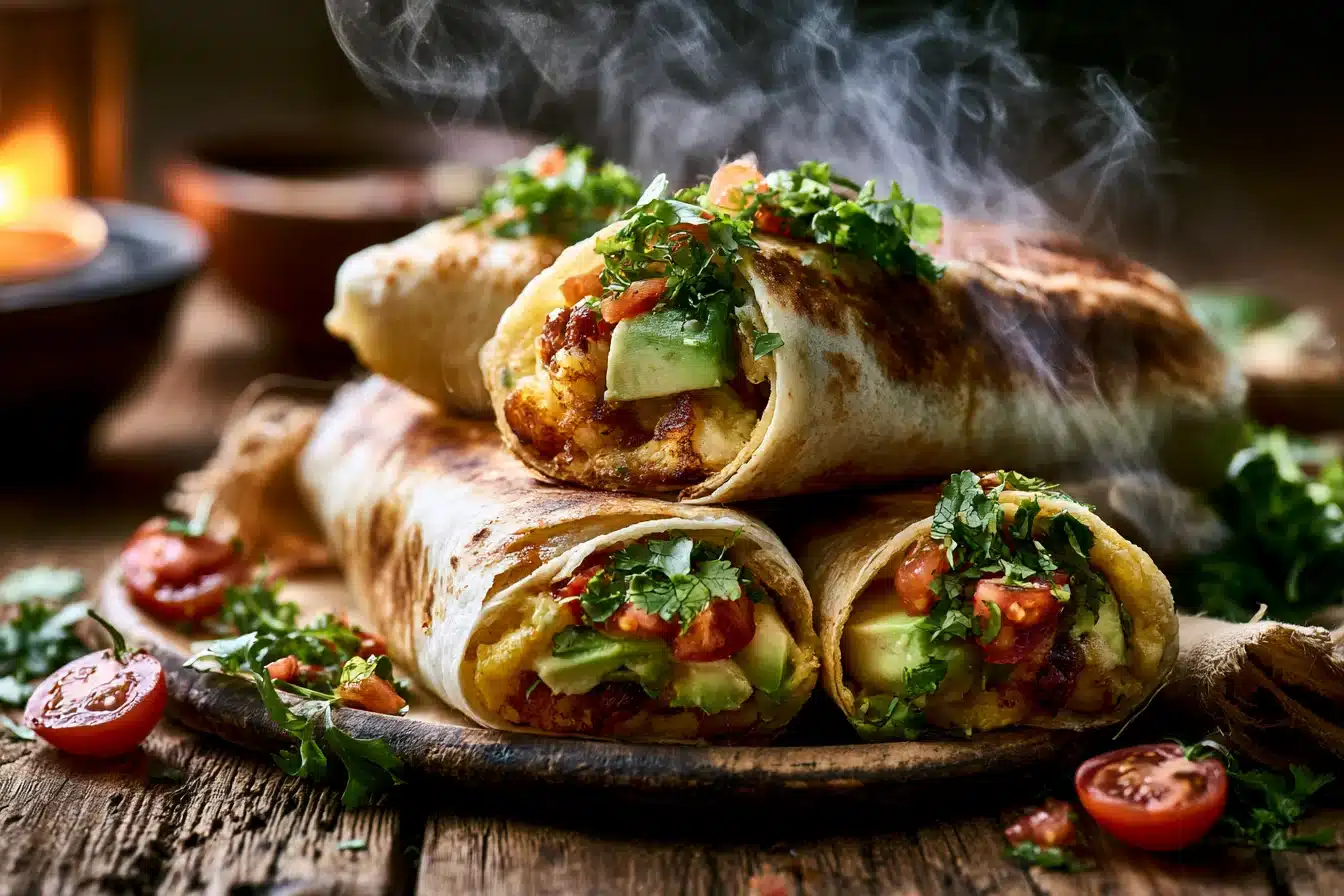 Savory Breakfast Burritos with Avocado 3 Savory Breakfast Burritos with Avocado