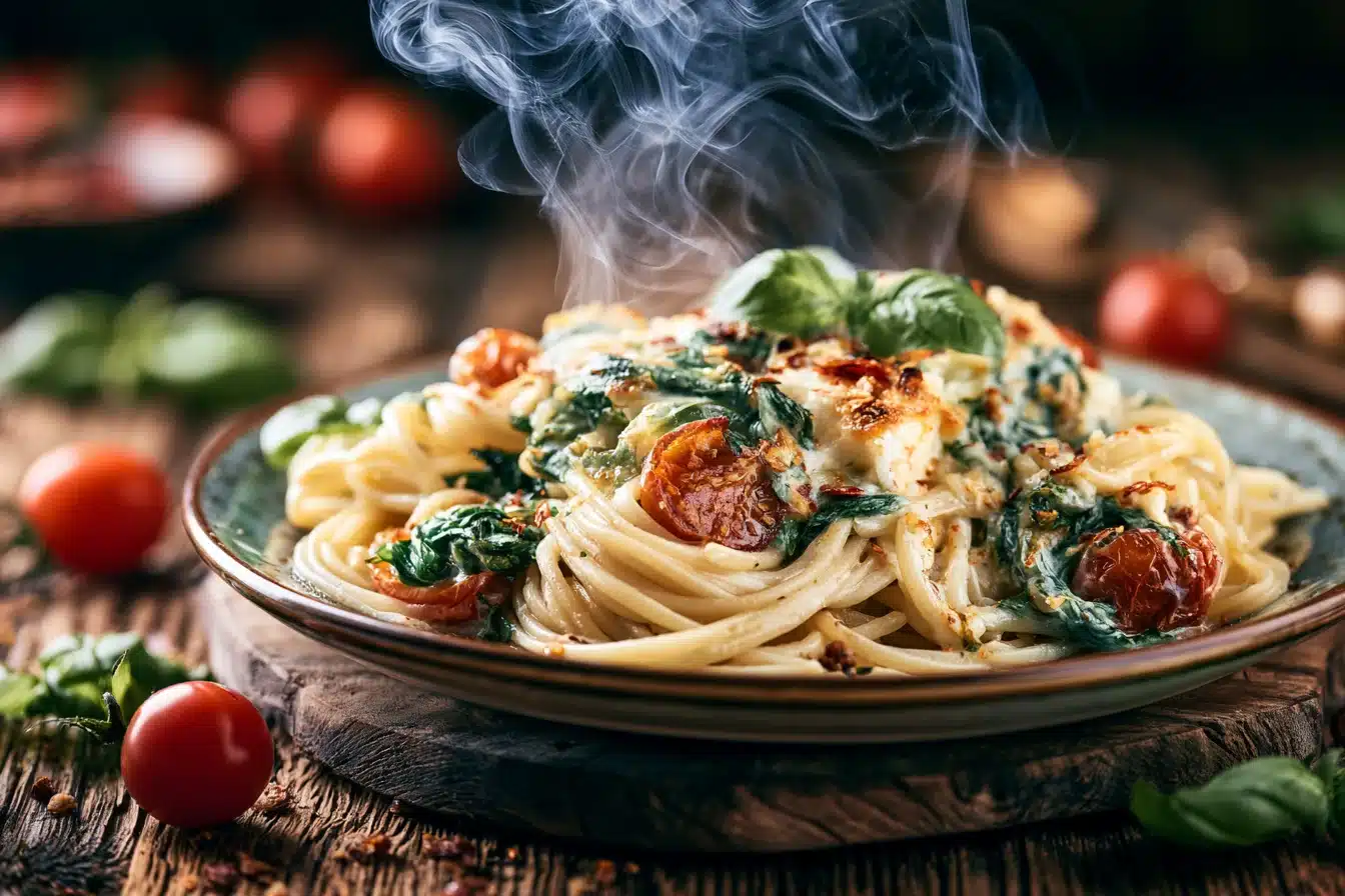 Baked Feta Pasta with Spinach 3 Baked Feta Pasta with Spinach