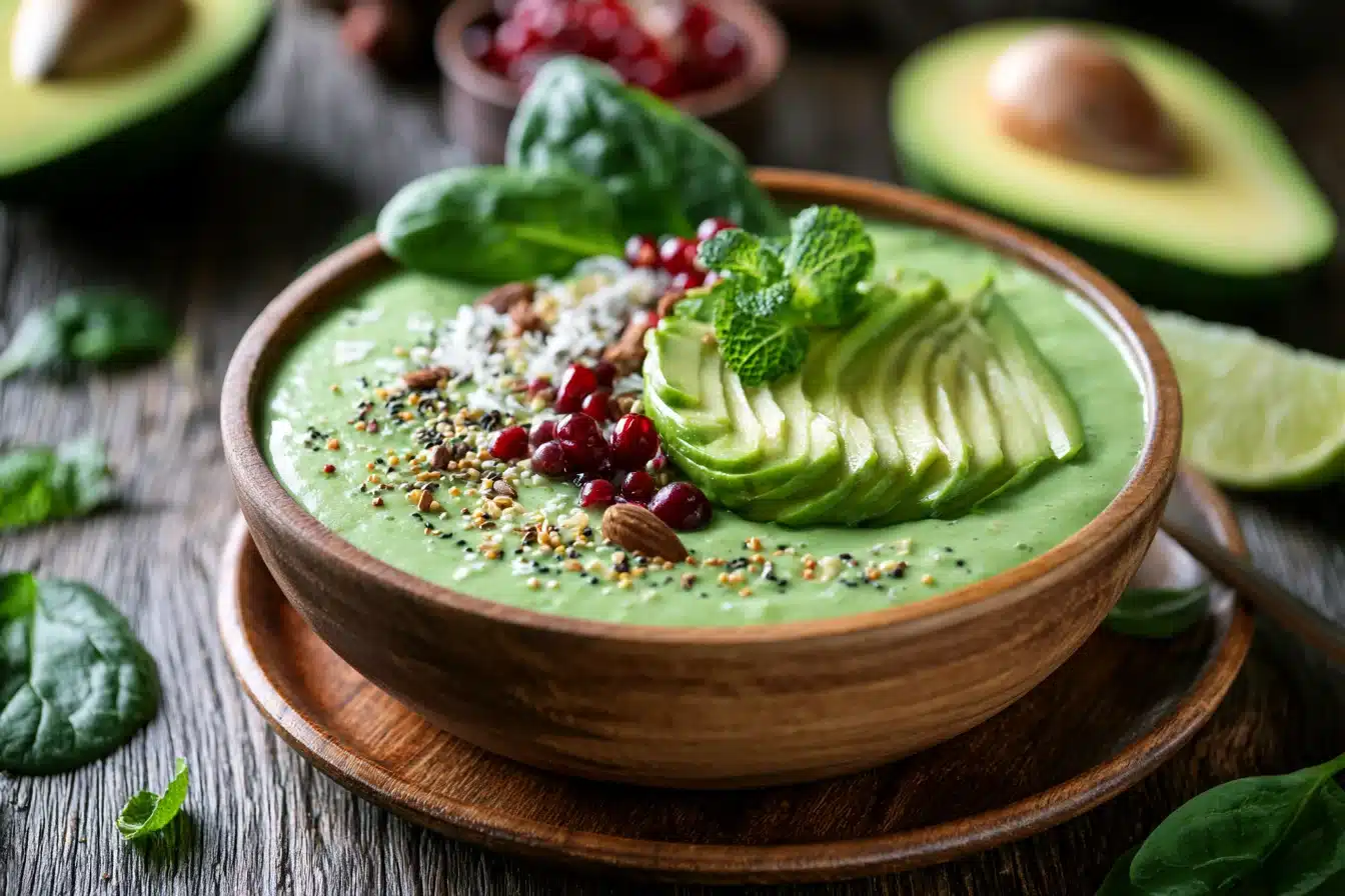 Creamy Avocado and Spinach Smoothie Bowl 2 Creamy Avocado and Spinach Smoothie Bowl