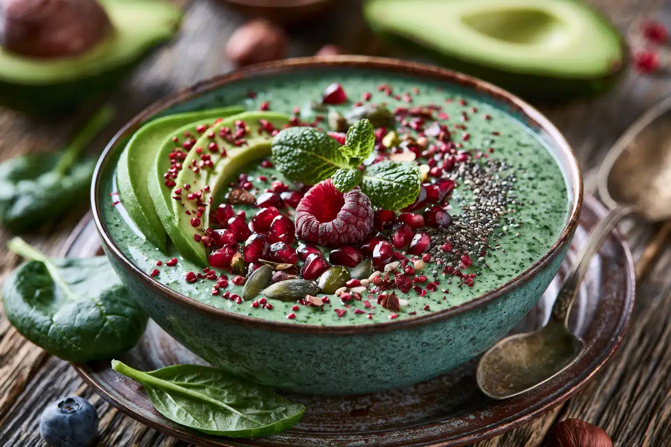 Creamy Avocado and Spinach Smoothie Bowl 3 Creamy Avocado and Spinach Smoothie Bowl