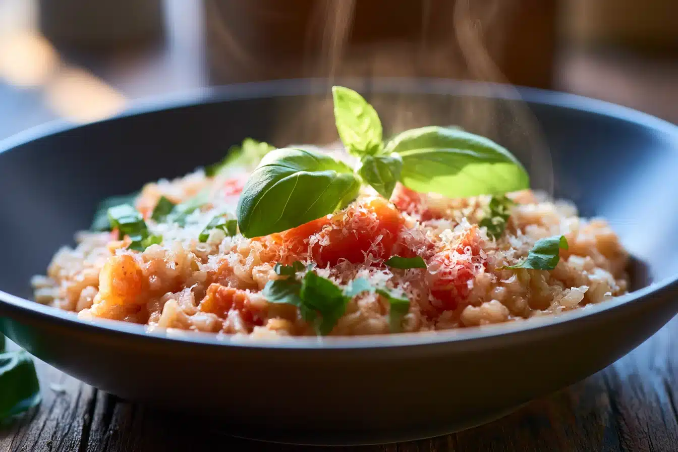 Creamy Tomato Basil Risotto with Parmesan 2 Creamy Tomato Basil Risotto with Parmesan