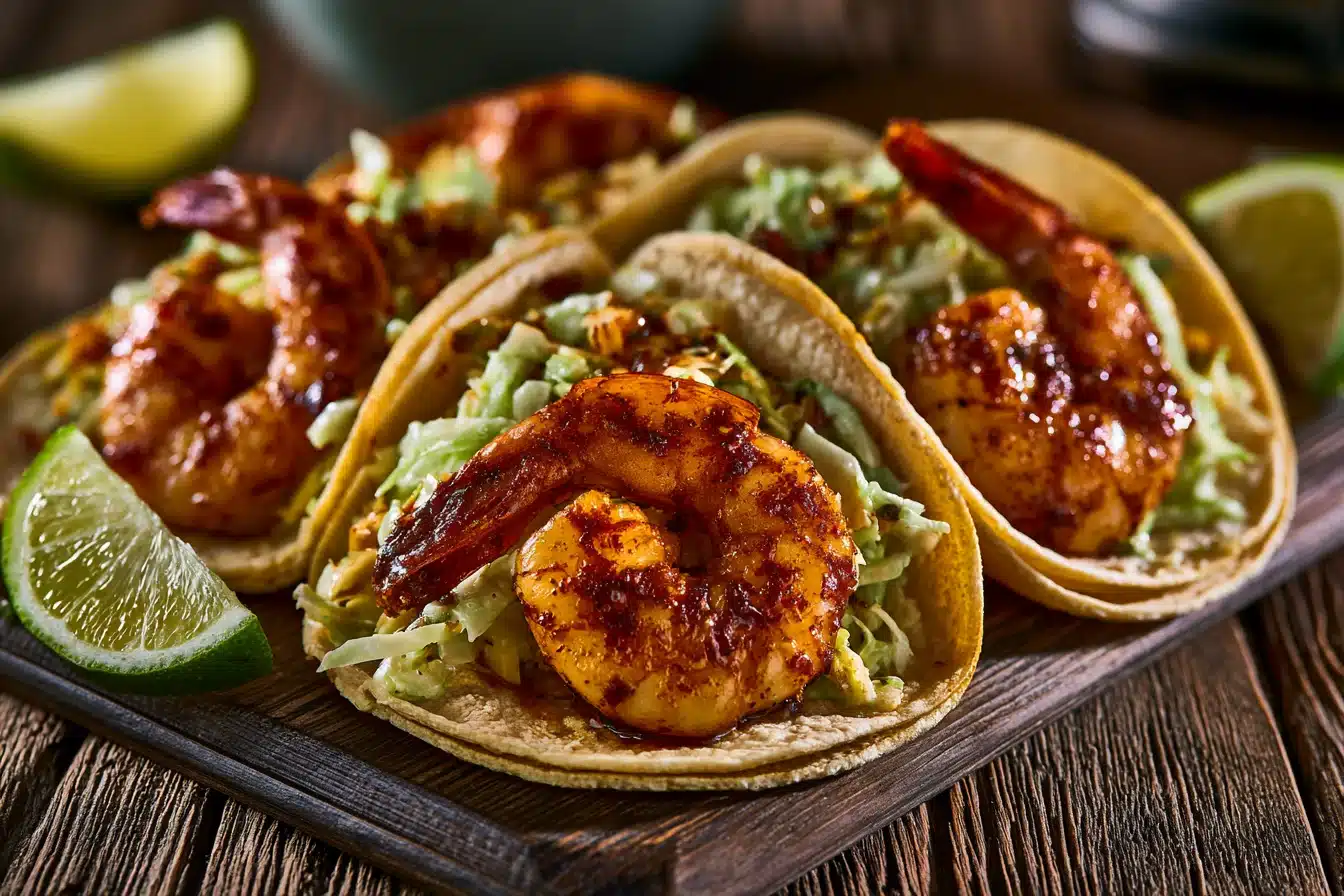 Spicy Garlic Shrimp Tacos with Avocado Slaw 2 Spicy Garlic Shrimp Tacos with Avocado Slaw
